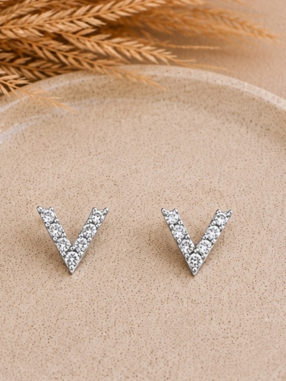 Silver Minimalist V Stud Earrings Designer Inspired